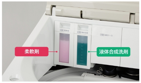 パナソニック縦型洗濯機の液体柔軟剤自動投入は詰替え用が全部入る